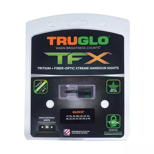 TruGlo - Trytowo - światłowodowe przyrządy celownicze TFX - Glock 17/19 - Niskie - Biała obwódka - TG13GL1A