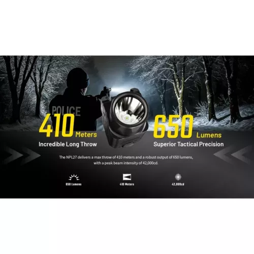 NITECORE NPL27 – Latarka Taktyczna 650 lm, 410 m Zasięgu